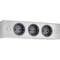 Thebo Ecksteckdose 174826 Edelstahl ST 3002 – 3-fach Steckdosenverteiler - Steckdosen & Zubehör – Hochwertige Ecksteckdose aus Edelstahl, ideal für Küchenmontage unter Hängeschränken oder auf Arbeitsplatten, mit 3 Schukosteckdosen für maximale Flexibilität.