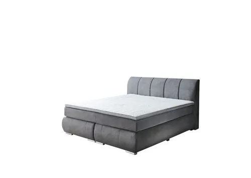 Carryhome Boxspringbett 180x200 cm, Grau - Hochwertiges Boxspringbett mit 7-Zonen Wendematratze und unterschiedlichen Härtegraden, ideal für individuellen Schlafkomfort. Gepolstertes Kopfteil und durchgehender Topper sorgen für zusätzlichen Luxus im Schlafzimmer.