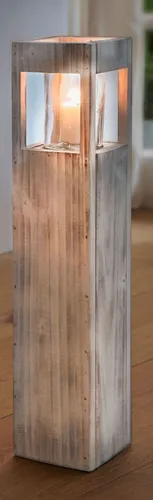 Frank Flechtwaren Bodenwindlicht Shabby-Charme - Kerzenständer im Shabby-Chic-Design, 70 cm hoch und aus unbehandeltem Pappelholz, ideal für eine gemütliche Atmosphäre in Ihrem Zuhause.