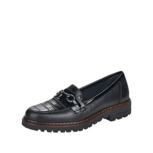 Rieker Damen Loafer 54862-01 schwarz Gr. 38 - Slipper & Mokassins für Damen, mit weicher Decksohle für optimalen Tragekomfort den ganzen Tag über.