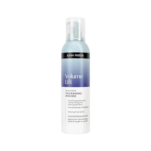 JOHN FRIEDA Volume Lift Kickstarter Schaumfestiger 200 ml - Der JOHN FRIEDA Volume Lift Kickstarter sorgt für langanhaltendes, leichtes Volumen und dickere Haarfasern. Ideal für einen voluminösen Look ohne zu beschweren. Mit Hitzeschutz bis 230 °C und veganer, silikonfreier Formel.