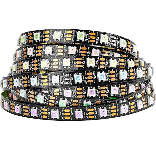 BTF-LIGHTING WS2812B 5M 60 LEDs/Pixels/m 300LEDs RGB Schwarz PCB Streifen mit 5050 SMD LEDs 5V IP30 Nicht Wasserdicht(Nicht inhalt Netzteil und Controller)