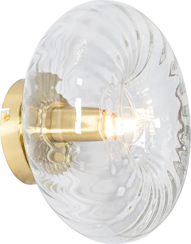 QAZQA Art Deco Wandleuchte Ayesha in Gold mit Glas – Elegante Wandbeleuchtung für Wohnzimmer und Schlafzimmer - Die Ayesha Wandleuchte vereint stilvolles Design und Funktionalität. Mit einem Durchmesser von 27 cm und dimmbarer Funktion schafft sie die perfekte Atmosphäre in jedem Raum. Bestelle eine E27-Glühbirne separat für dein individuelles Licht.
