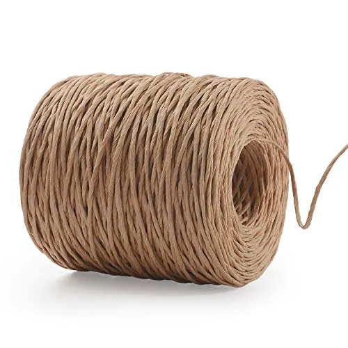 Herefun 200M Papierkordel Papierdraht Natur, Papierkordel Natur Dekodraht zum Basteln Bastelschnur Hochzeitsstrauß Verpackung Blumengesteck Werkzeuge Ø 2mm