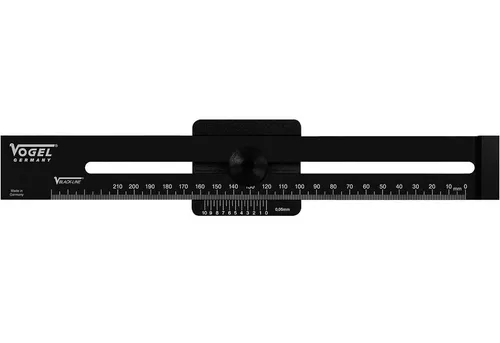 Vogel Germany Streichmaß 300 mm - Präzisions-Lineal - Lineal aus Dur-Aluminium mit kratzfester, schwarz eloxierter Oberfläche. Ideal für präzise Messungen mit klar ablesbarer Skala und gehärtetem Anschlagblock.