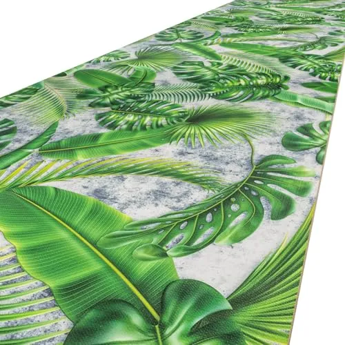 ANRO Küchenläufer Küchenteppich rutschfest Teppich Läufer Küche PVC pflegleicht Teppichläufer Flur abwaschbar Palmenblätter Grün 100x52cm