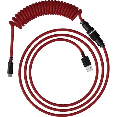 HyperX Spiralkabel – Langlebiges USB-C auf USB-A Kabel - USB-Kabel mit stilvollem Spiraldesign, das Unordnung reduziert und für eine solide Verbindung sorgt – ideal für Gaming-Setups.