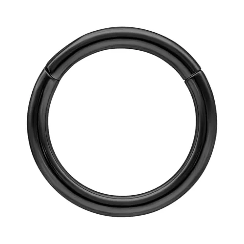 Wildcat Piercingringe - Hinged Ring aus Titan Grad 23, Körperstelle: Ohr, Lippe, Nase, Bauchnabel, Stärke: 1,2mm| Durchmesser: 10,0mm, Schwarz