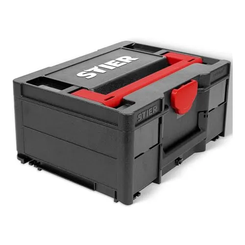 STIER Systainer³ II Black Edition - Systainer für handwerkliche und industrielle Anwendungen, mit innovativem Design für sicheres Stapeln und Transportieren. Hergestellt aus recycelbarem Material für Nachhaltigkeit.