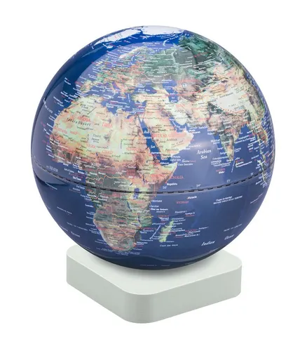 TROIKA Globus MAGNA ECO – Glänzender 3D Globus mit magnetischem Standfuß - Lehrmaterial Globen – Nachhaltiger Globus aus recyceltem Material mit magnetischem Standfuß, ideal für stilvolle Raumgestaltung und Bildung.