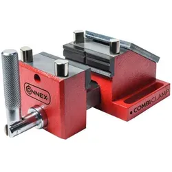 Connex Schraubstock 80mm Combiclamp mit Spannhörner - Rot - Schraubstock aus Sphärostahlguss, ideal für präzise Arbeiten, besonders stabil und langlebig.
