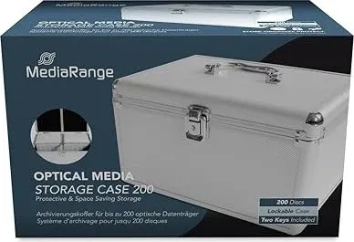 MediaRange CD/DVD Koffer 200-fach (silber, Retail) - Praktischer CD/DVD Koffer für bis zu 200 Discs, bietet optimalen Schutz und Ordnung. Ideal für die sichere Aufbewahrung und den Transport Ihrer Medien.