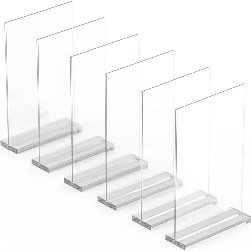 Dasher Products A4 Acryl-Schilderhalter, 6 Stück, schlank and vielseitig, polierte Kanten, double display, Plexiglas-Prospektständer Ideal for Fotos, Schilder, Speisekarten and Tisch-Displays