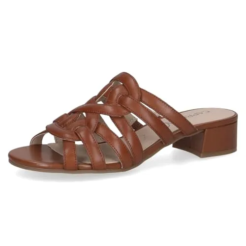 Caprice Damen Sandale mit Absatz aus Leder, Braun (Cognac Nappa), 36 - Elegante Damen Sandale mit 3,5 cm Blockabsatz für sicheren Halt. Die MEMOTION-Technologie sorgt für hohen Komfort. Ideal für stilvolle Auftritte. Hochwertige Materialien garantieren Langlebigkeit und Tragefreude.