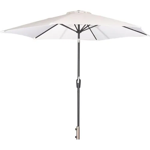 ebuy24 Sonnenschirm Leeds - stilvoller Sonnenschutz in Weiß und Grau - Sonnenschirm, elegantes Design mit hoher Haltbarkeit, ideal für Garten und Terrasse.