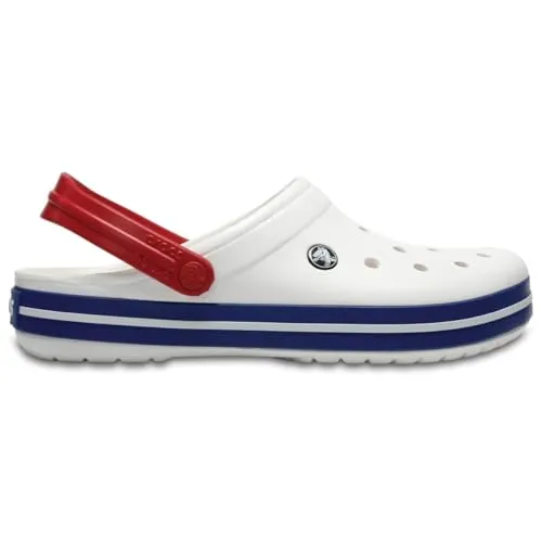 Crocs Unisex Crocband Clog - Komfortable Clogs in White/Blue Jean - Clogs & Pantoletten für Damen, mit sicherem Sitz und atmungsaktivem Synthetikmaterial, ideal für den Alltag und Freizeit.