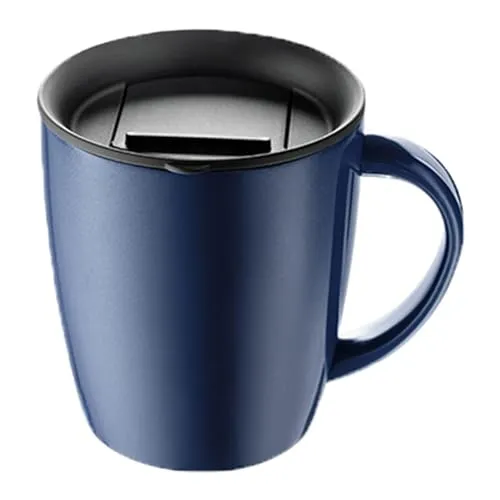 PARACITY Tasse 350ml, Isolierbecher aus Edelstahl mit Deckel und Henkel, Doppelwandiges Vakuum, Reisebecher für Camping und Unterwegs, Isolierte Kaffeetasse (Blau)