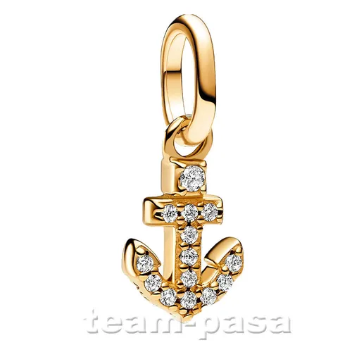 PANDORA ME Anker Mini Charm Anhänger vergoldet - Charm-Anhänger aus 925er Sterlingsilber mit Cubic Zirkonia, perfekt für die individuelle Sommer-Kollektion und ideal für Damen, die ihren Schmuck personalisieren möchten.