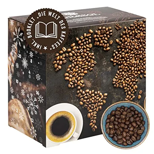 Corasol Premium Kaffee-Weltreise Adventskalender - 24 Gourmet Röstkaffees aus 24 Ländern, inkl. Booklet, ganze Bohne (240 g), für ein außergewöhnliches Geschmackserlebnis in der Vorweihnachtszeit