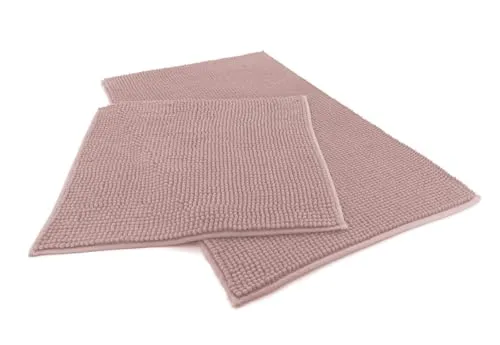 heimtexland ® Badvorleger Chenille Super Flauschig Saugstark Badteppich Badematte Ökotex Typ771 Altrosa Set 45x50 / 50x80 cm
