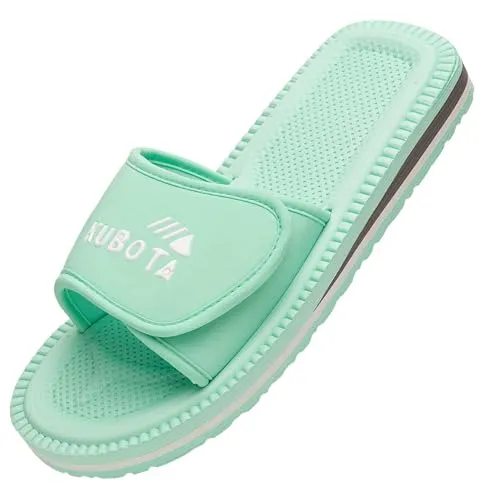 Kubota Badelatschen mit Klettverschluss – Bequeme Badeschuhe für Damen - Leichte und schnelltrocknende Badeschuhe für Strand und Sauna. Rutschfeste Sohle für sicheren Halt auf nassen Oberflächen. Ideal für Wasseraktivitäten mit modernem Design und hohem Tragekomfort.