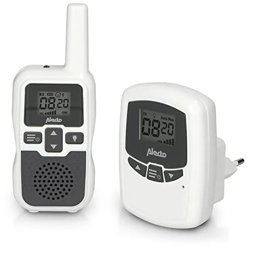 Alecto Babyphone DBX-80 - Audio-Babyphone mit hoher Reichweite bis zu 3.000 Metern, wiederaufladbare Elterneinheit mit Gürtelclip und integrierter Taschenlampe