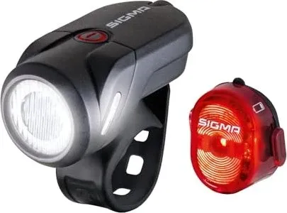 SIGMA SPORT LED Fahrradlicht Set Aura 35 und NUGGET II - StVZO zugelassen, akkubetrieben mit 45 m Leuchtweite vorne und 400 m Sichtbarkeit hinten