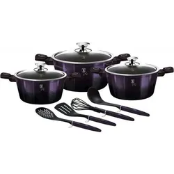 Berlinger Haus BH-7141 Purple: 10-teiliges Topfset - Koch- & Suppentöpfe, geeignet für elektrische, Gas- und Induktionsherde, stilvolles Design in lila für jede Küche.