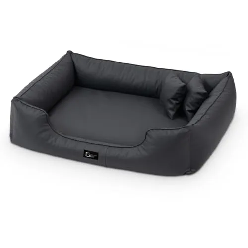 Exclusive Bed Hundebett Orthopädisches MAX – Komfort für Ihren Hund - Orthopädisches Hundebett in grau, 90 cm x 110 cm, mit rutschfester, abnehmbarer und waschbarer Kunstlederabdeckung. Ideal für erholsamen Schlaf und optimale Unterstützung.