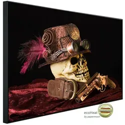 Papermoon Infrarotheizung INFRAROT-BILD-HEIZUNG Steampunk Totenkopf - Elegante Infrarotheizung im Steampunk-Design, TÜV-zertifiziert. Mit 1200 W bietet sie angenehme Strahlungswärme und ist für die Wand- oder Deckenmontage geeignet.