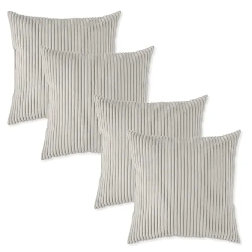 sleepling 4er Set Kord Sofakissen 40 x 40 cm - Zierkissen aus robustem Polsterstoff, ideal für Sofa oder Bett, mit formstabiler Füllung für optimalen Komfort und Anpassung.
