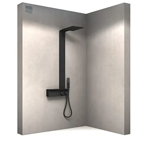 Bernstein Duschsystem NT038 Pro - Thermostat aus Edelstahl in Schwarz Matt - Brausegarnituren mit elegantem Design, bietet präzise Temperaturkontrolle und stilvolle Ästhetik für Ihr Badezimmer.