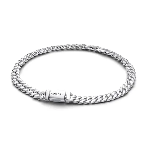 PANDORA Timeless Cuban-Kettenarmband aus Sterling Silber, 20cm - Elegantes Cuban-Kettenarmband aus hochglanzpoliertem Sterling Silber. Handgefertigt mit einem stilvollen, geprägten Verschluss. Perfekt, um deinen Look zu veredeln. Bitte beachte, dass die Box separat erhältlich ist.