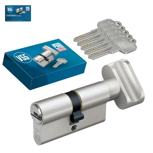Basi VB5030-0000 Profil-Knaufzylinder 30/30mm - Hochwertiger Profil-Knaufzylinder mit Innen-Drehknauf, ideal für Haustüren oder Wohnungstüren. Robuste Materialien sorgen für Langlebigkeit und Sicherheit, inklusive Pickingschutz und Aufbohrschutz.