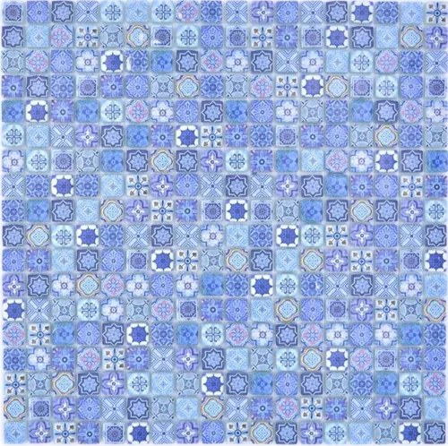 Glasmosaik Mosaikfliese Retro Marokkanische Optik pastell blau Fliesenspiegel ..