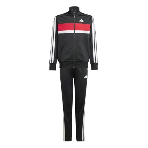 adidas Unisex Kinder SEASONAL ESSENTIALS TIBERIO 3 STRIPES TRICOT TRACKSUIT - Trainingsbekleidung aus 100% recyceltem Polyester mit CLIMACOOL-Technologie für optimale Atmungsaktivität und Komfort beim Sport.