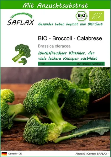 SAFLAX Gemüsesamen SAFLAX - Samen und Substrat - BIO - Broccoli - Calabrese