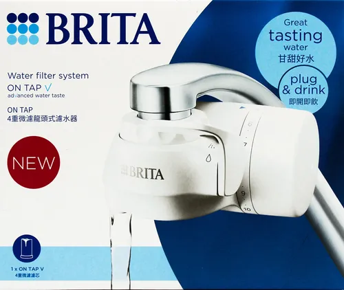BRITA ON TAP V System Wasserfilter - Kompatibel mit allen gängigen Wasserhahntypen, 4-stufige Filtration bewahrt Mineralien wie Magnesium und Kalzium, ideal für frisches Trinkwasser und gesunde Lebensmittel.