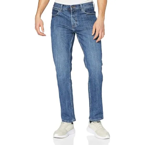 Wrangler Herren Red Kabel Straight Jeans - Mid Stone, 33W/32L - Moderne Straight-Fit Jeans für Herren, bequem und vielseitig, ideal für jeden Anlass. Authentische Wrangler-Details und angenehmer Baumwollmix.