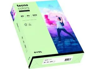 Farbiges Kopierpapier tecno colors, DIN A4, 80 g/m², hellgrün, 500 Blatt