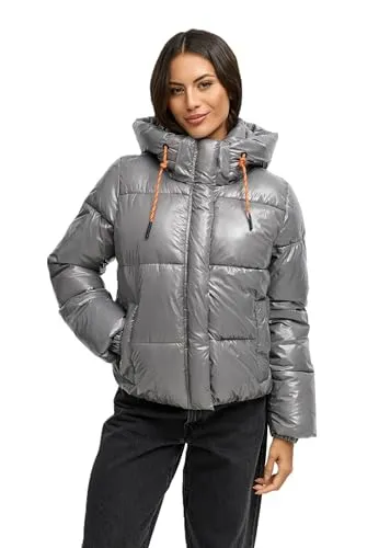 Marikoo Damen Winter Steppjacke Skyraa mit Kapuze - Stylische Winter Steppjacke für Damen mit glänzendem Design. Die abnehmbare Kapuze und warmen Fleece-Taschen bieten Komfort und Schutz. Ideal für Alltag und Reisen, in 7 Farben und Größen XS–XXL erhältlich.