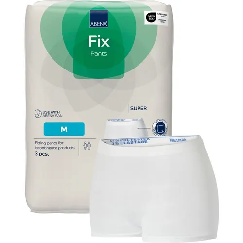 Abena Fix Pants Super M - 3 Stück - Hochwertige Fixierhosen für sicheren Halt und maximalen Komfort. Ideal für die Fixierung von Inkontinenzvorlagen, atmungsaktiv und pflegeleicht. Passend für Hüftumfang 80-120 cm, bis zu 100 Mal waschbar.