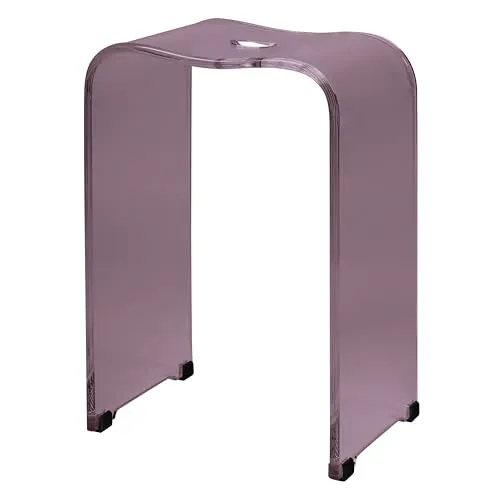 bremermann Dusch- und Badhocker aus transparentem Acryl - Duschhocker aus mauve-transparentem Acryl, ergonomisch geformt, belastbar bis 130 kg und ideal für komfortable Körperpflege in Bad und Dusche.