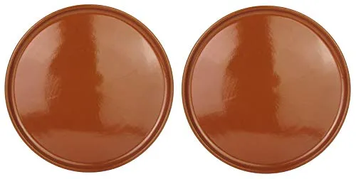 AR Kitchen Mediterrane Pizzateller 2er Set Ø 32cm - Hochwertige Tonteller, spülmaschinen-, mikrowellen- und ofengeeignet. Ideal für Pizza, Snacks und Buffet. Mit glasiertem Finish für ansprechende Präsentation.