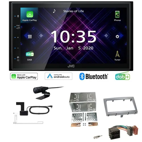 JVC Autoradio mit Apple CarPlay & DAB+ für Porsche 911 (2004-2008) - Modernes 2-DIN Autoradio in vulkangrau mit Touchscreen, Bluetooth und Digitalradio DAB+. Perfekte Integration für Porsche 911, optimiert für Sound und Benutzerfreundlichkeit.