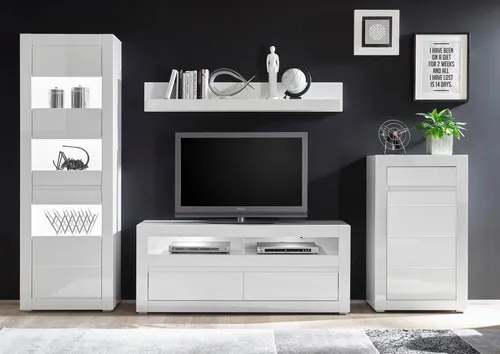 Home affaire Wohnwand Carat, (Set, 4-St), wird jeweils mit zwei Leisten angeliefert, 1 x grau, 1 x weiss