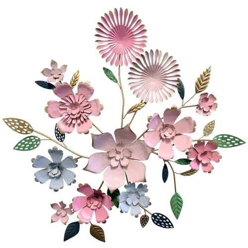 abc HOME Wanddekoobjekt Blumen, 95 cm Groß - Deko-Objekte mit beeindruckendem Blumenmotiv aus Metall, ideal für eine stilvolle Wandgestaltung und einfach zu montieren.
