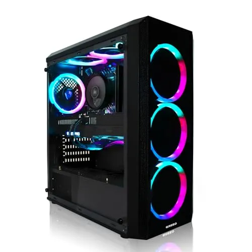 Greed® MK2 Plus - High End Gaming PC mit Intel Core i7-12700F und RX 9060 XT - Hochleistungs-Gaming-PC mit 32GB DDR4 RAM und 1TB SSD. Ideal für Gamer und Streamer, mit beeindruckender Grafik und futuristischem Design. Plug and Play für sofortigen Spielspaß!