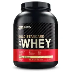 Optimum Nutrition 100% Whey Protein Gold Standard 2273g - Double Rich Chocolate - Sportnahrung mit hochwertigem Whey-Protein für Muskelaufbau und Regeneration, jetzt in der köstlichen Geschmacksrichtung Double Rich Chocolate.