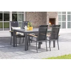 HARTMAN Alice Garten-Essgruppe, xerix/natur, Alu/Teak, 4x4 Textilen, 4 Stapelsessel, 260/160x90cm